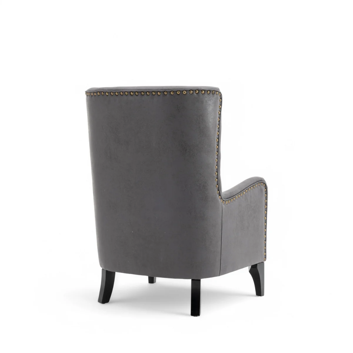 Faux Leather Suede Grey Segovia Accent Wingback Chair - Grey – image 5
