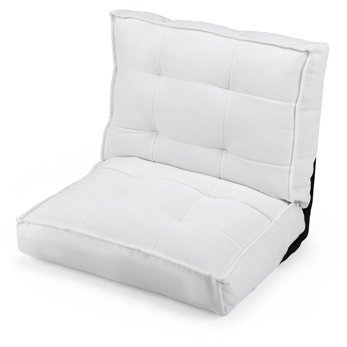 Foldable Padded Chair with Reclining Backrest - White – image 2