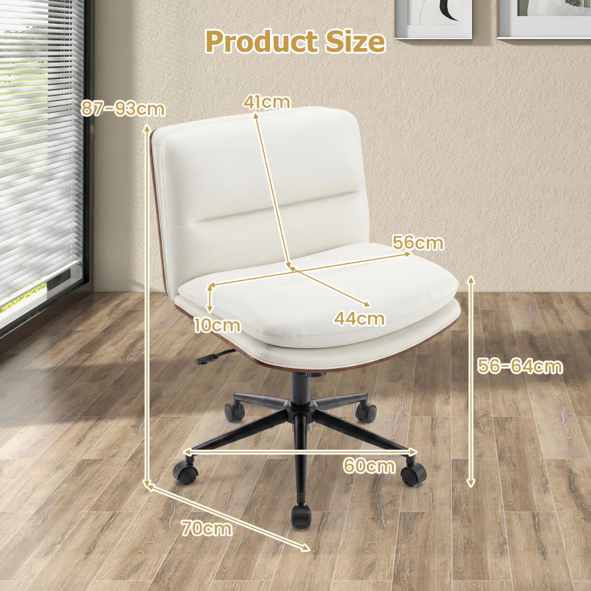 Height Adjustable Swivel Vanity Chair - White – image 2
