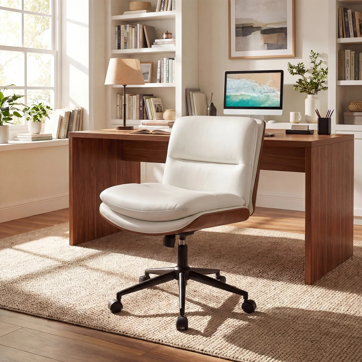 Height Adjustable Swivel Vanity Chair - White – image 5