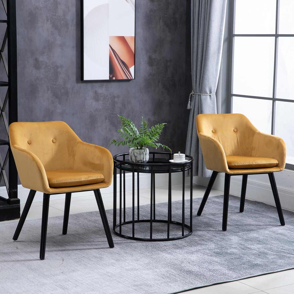 Set of 2 Modern Upholstered Fabric Accent Chairs - Grey – image 2