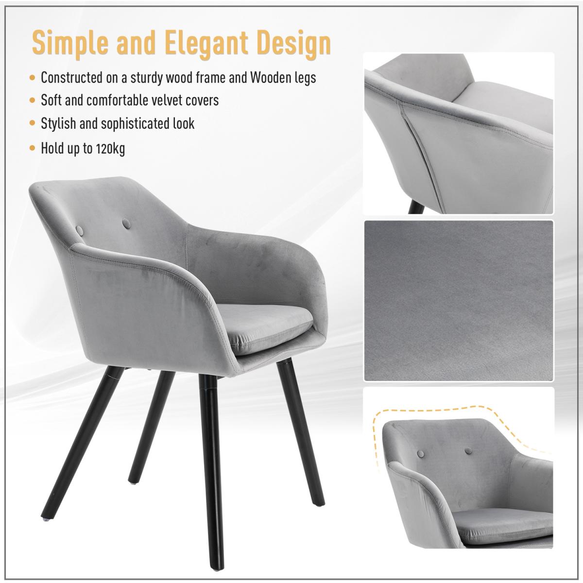 Set of 2 Modern Upholstered Fabric Accent Chairs - Grey – image 13