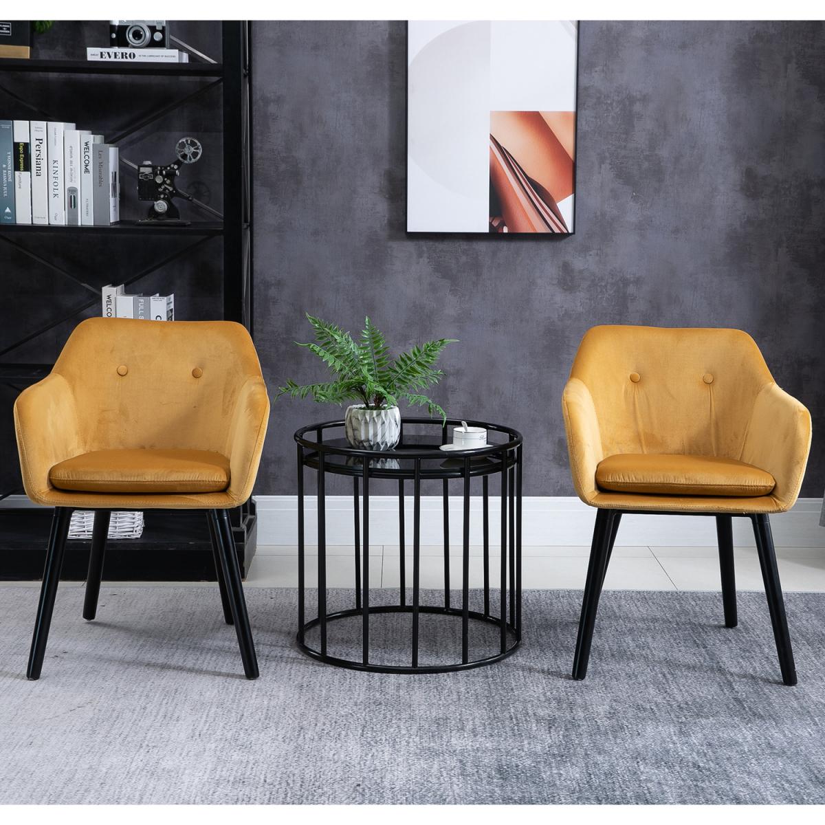 Set of 2 Modern Upholstered Fabric Accent Chairs - Grey – image 3