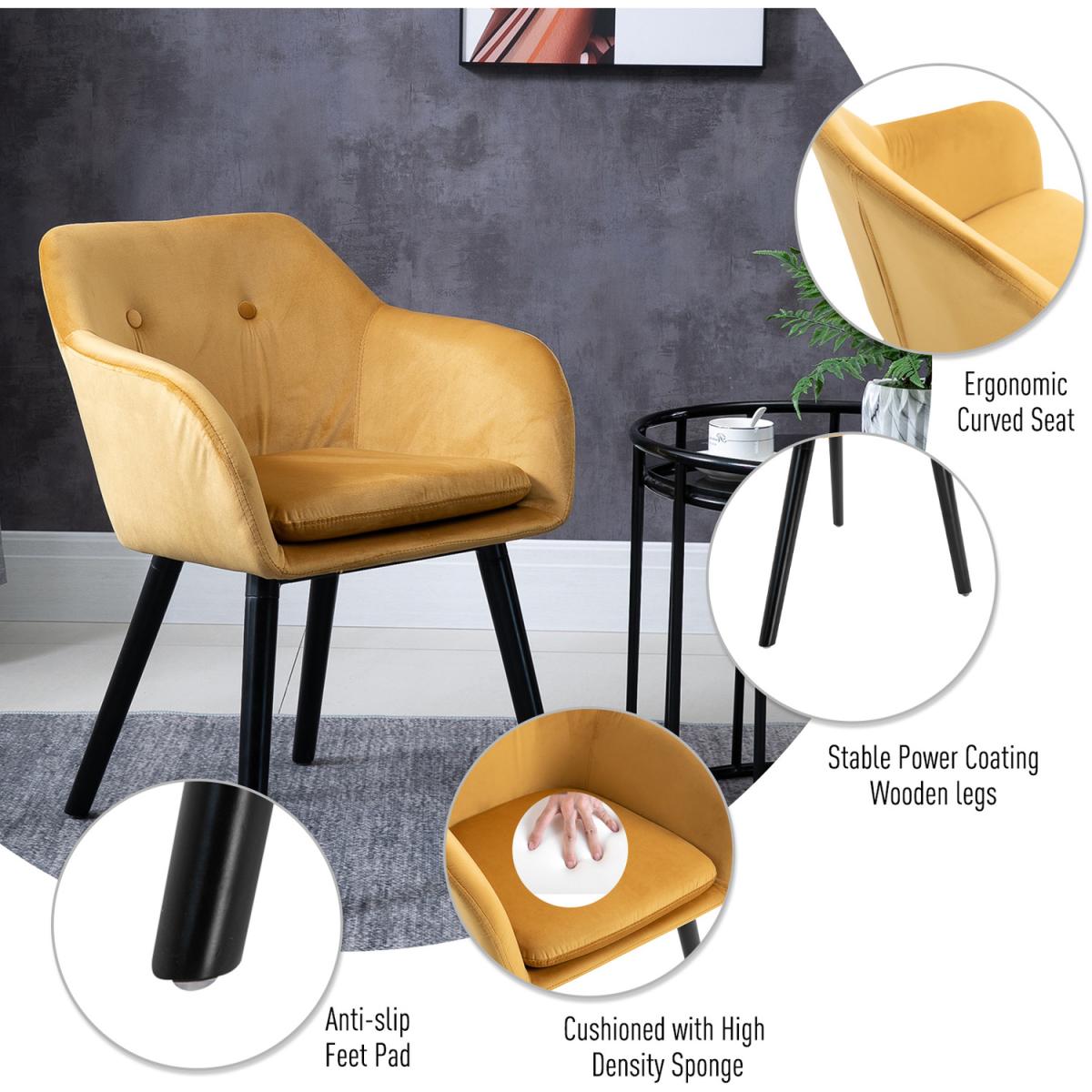 Set of 2 Modern Upholstered Fabric Accent Chairs - Grey – image 5