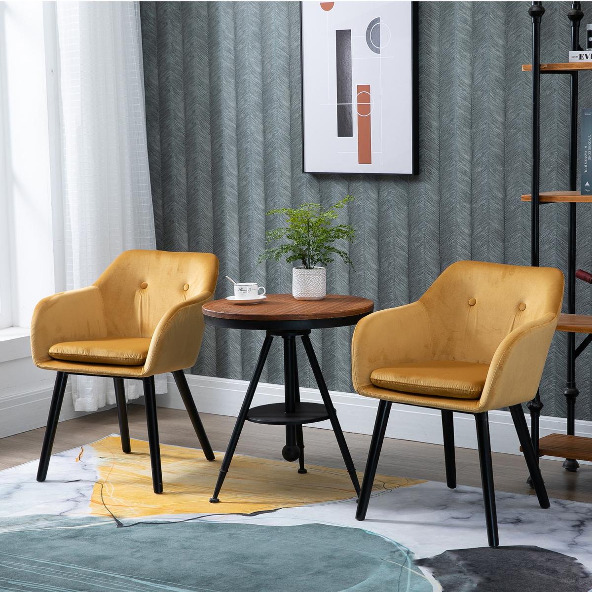 Set of 2 Modern Upholstered Fabric Accent Chairs - Grey – image 9