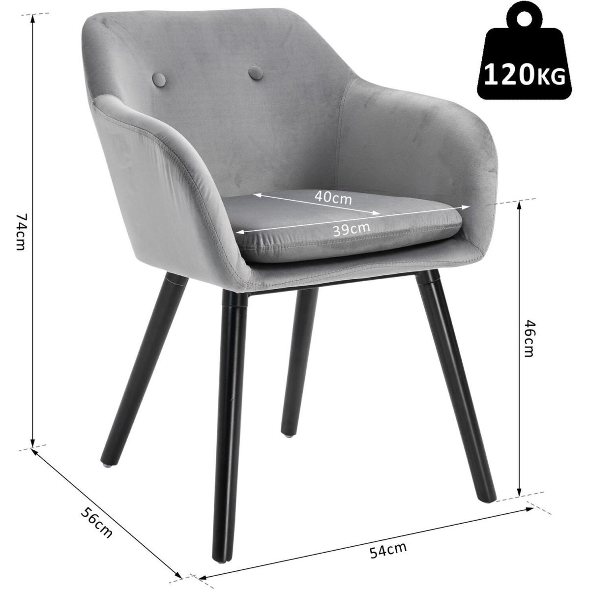 Set of 2 Modern Upholstered Fabric Accent Chairs - Grey – image 10
