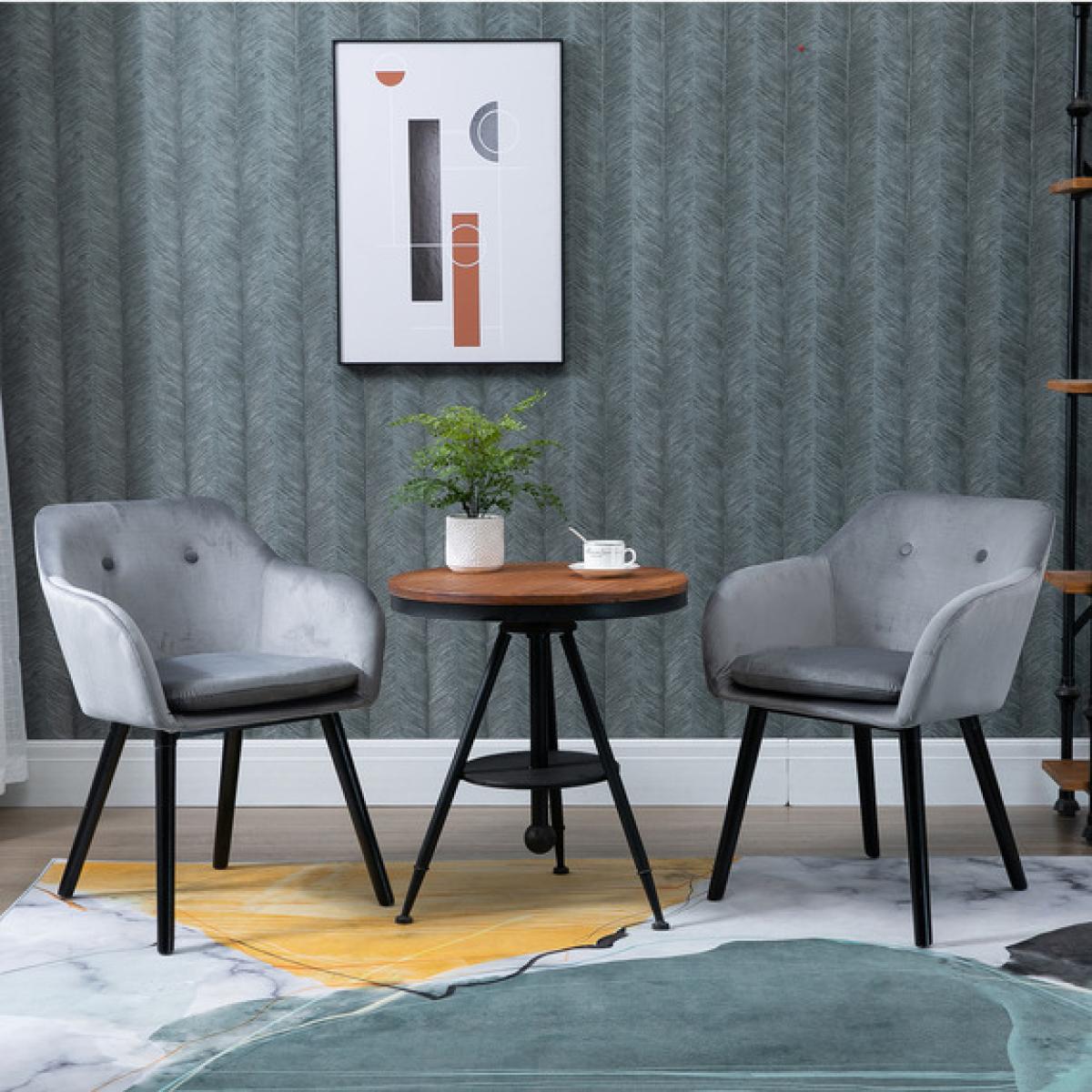 Set of 2 Modern Upholstered Fabric Accent Chairs - Grey – image 1