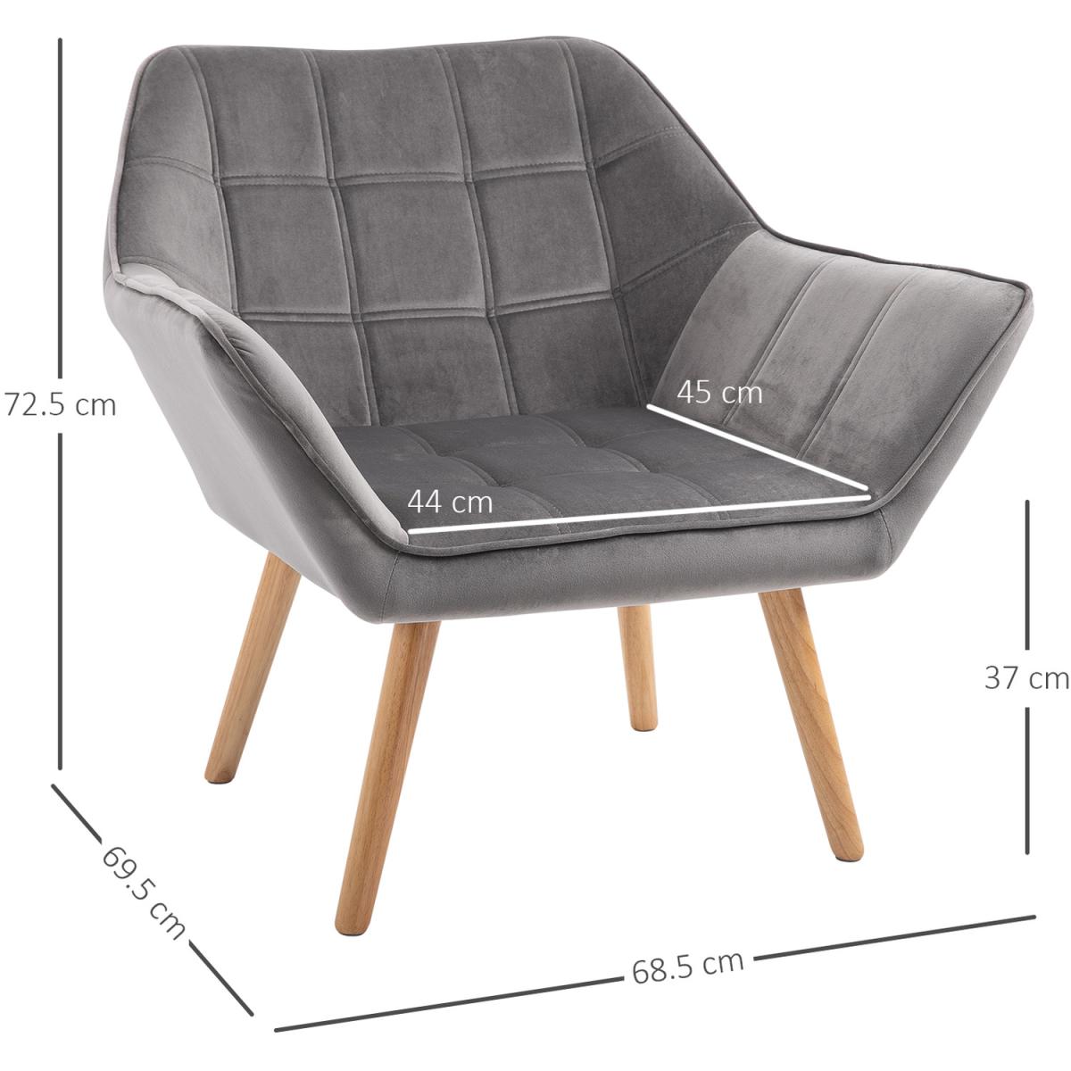 Modern Velvet Accent Chairs with Gold Legs - Grey – image 5
