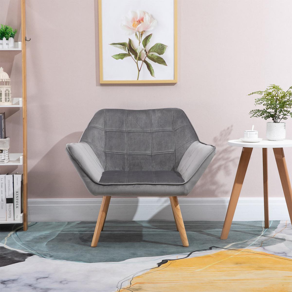 Modern Velvet Accent Chairs with Gold Legs - Grey – image 6