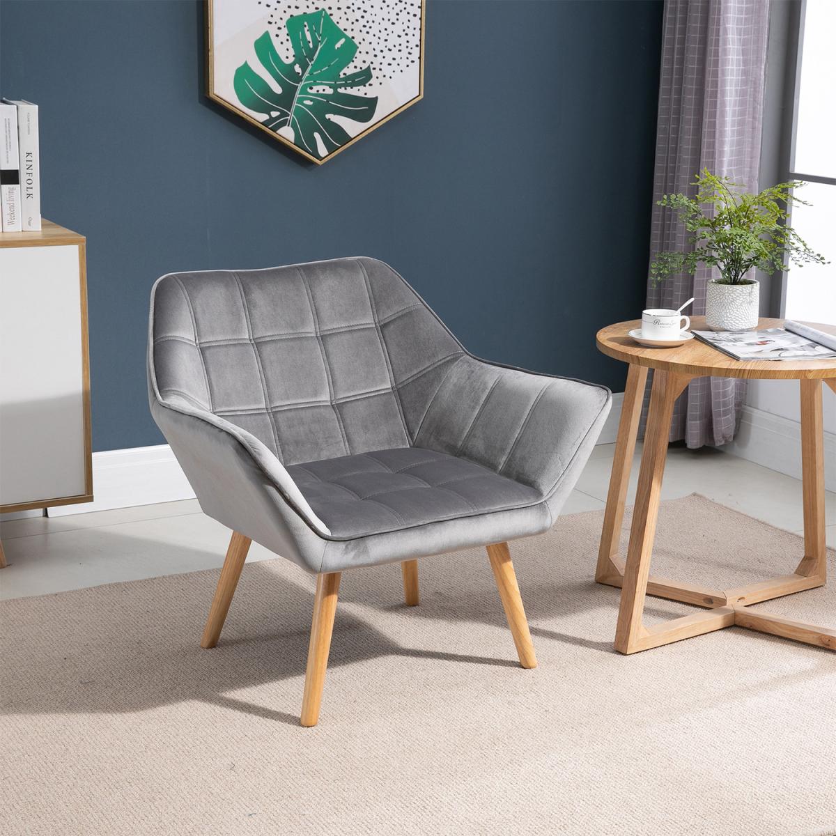 Modern Velvet Accent Chairs with Gold Legs - Grey – image 7