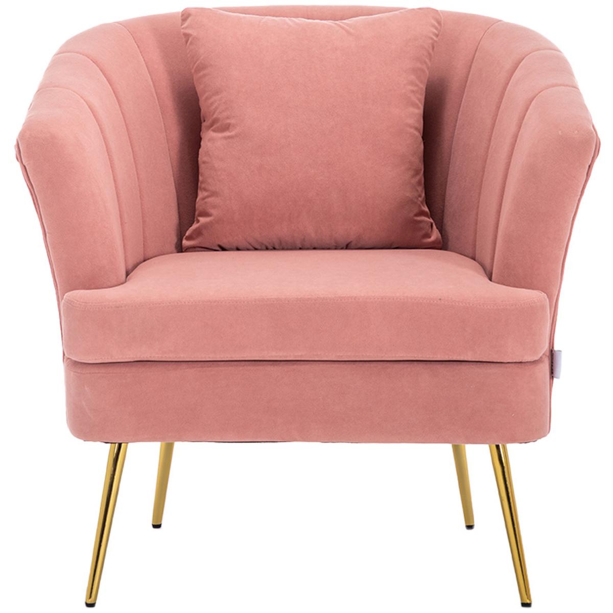 Modern Velvet Lounge Accent Chair - Grey-Pink – image 2
