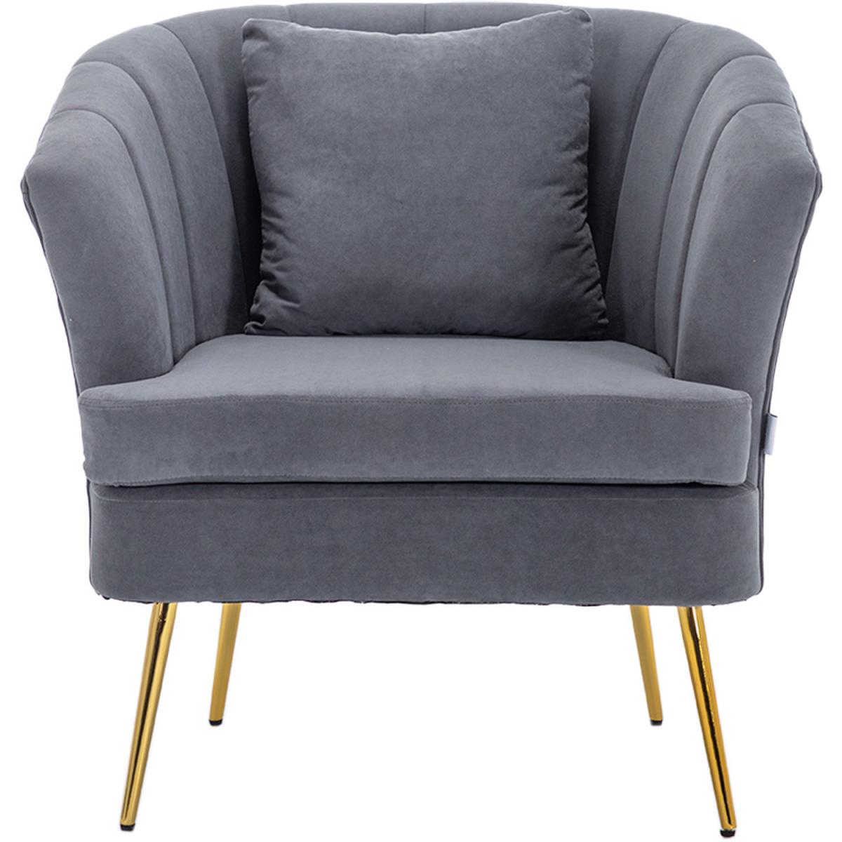 Modern Velvet Lounge Accent Chair - Grey-Pink – image 11