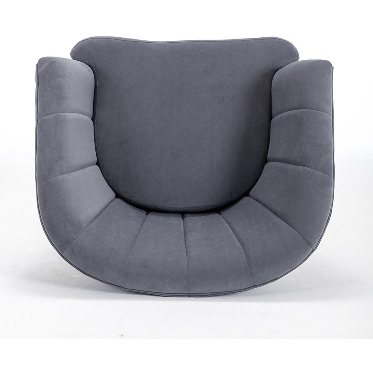 Modern Velvet Lounge Accent Chair - Grey-Pink – image 12