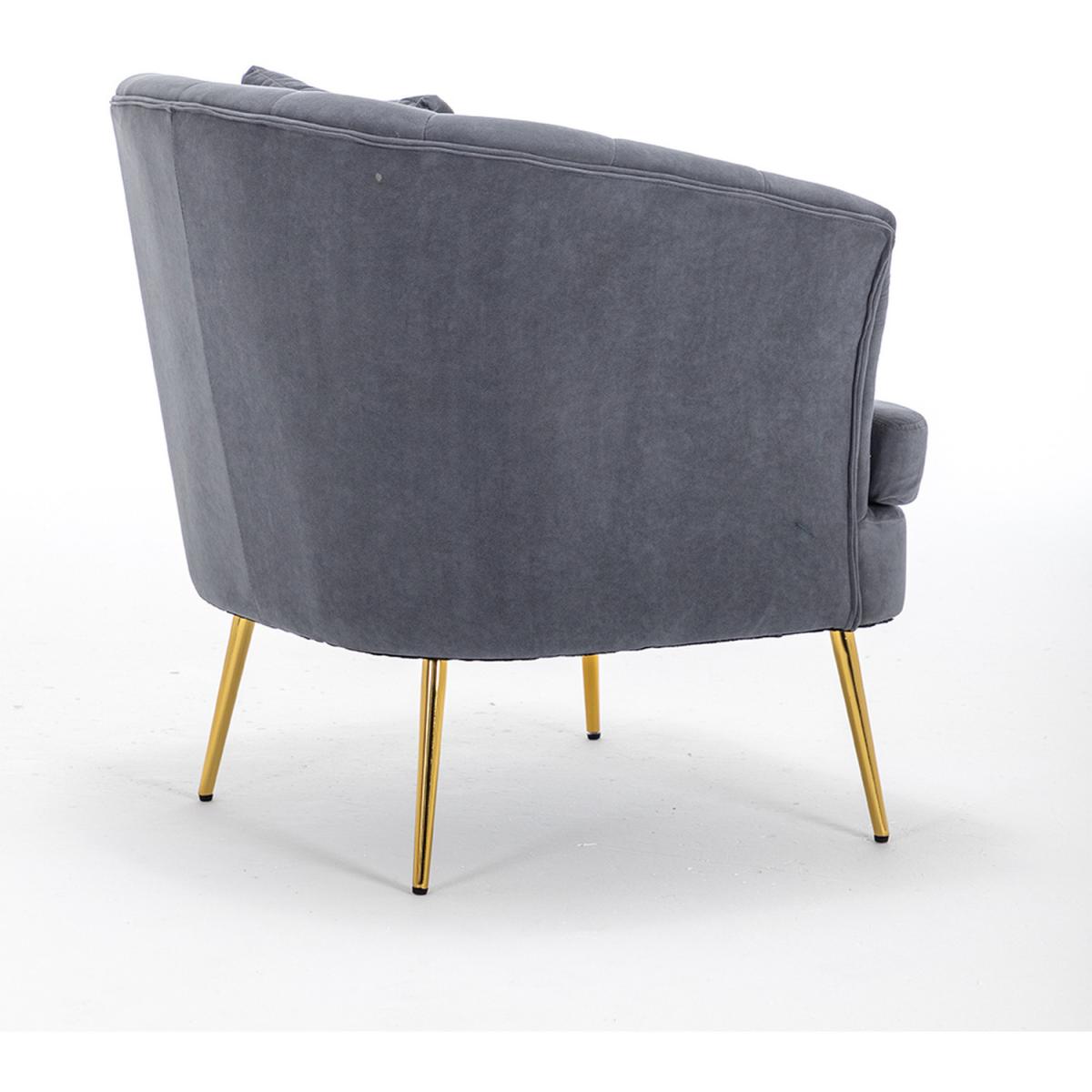 Modern Velvet Lounge Accent Chair - Grey-Pink – image 13