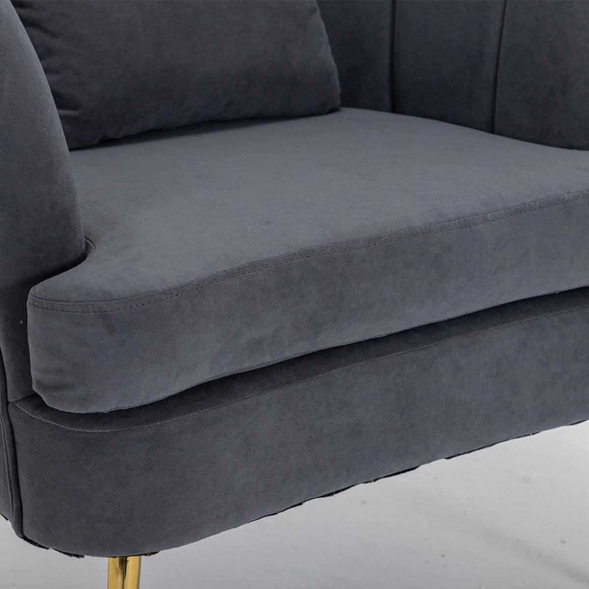 Modern Velvet Lounge Accent Chair - Grey-Pink – image 14