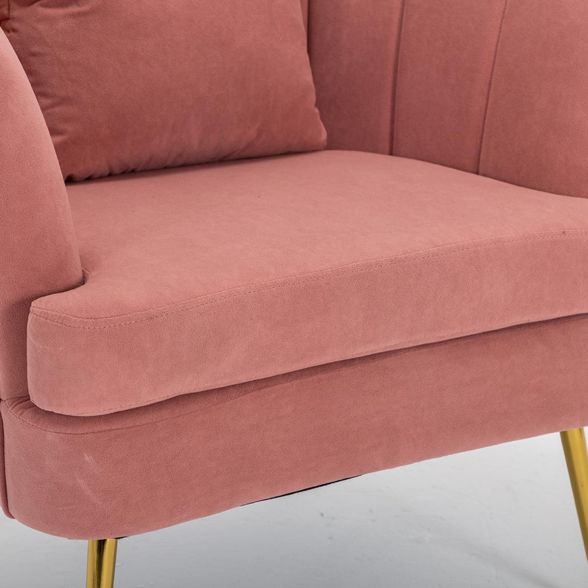 Modern Velvet Lounge Accent Chair - Grey-Pink – image 4