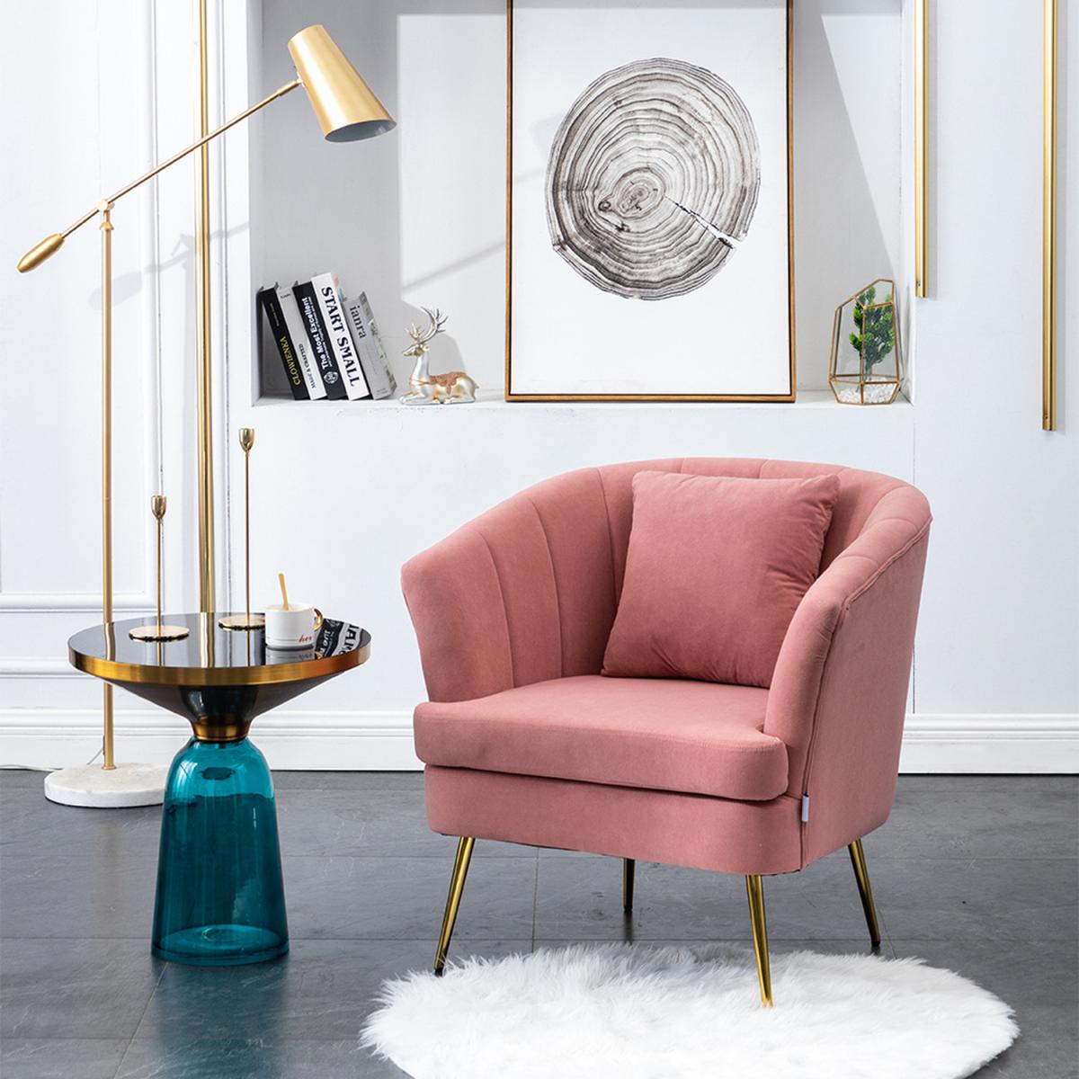 Modern Velvet Lounge Accent Chair - Grey-Pink – image 6