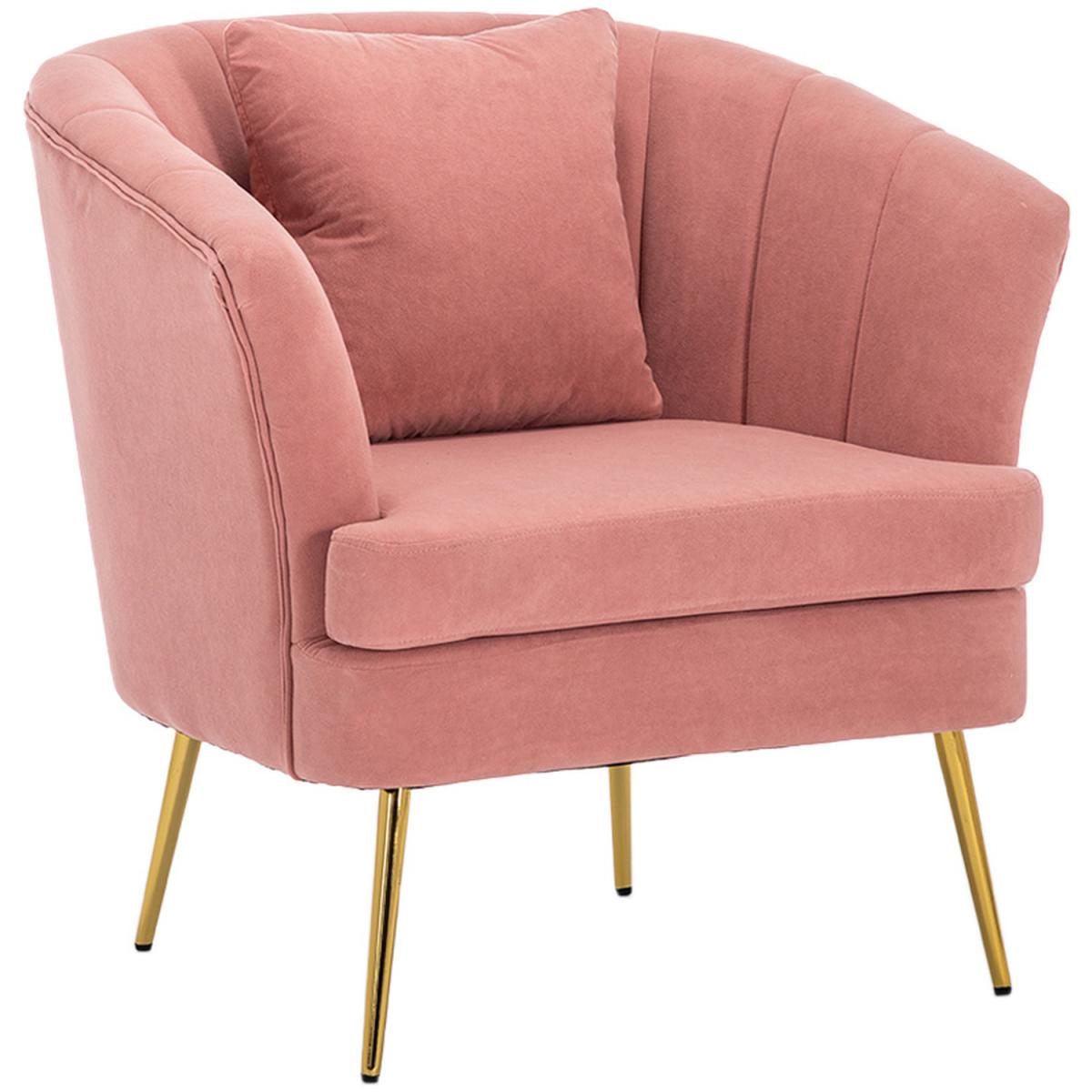 Modern Velvet Lounge Accent Chair - Grey-Pink – image 9