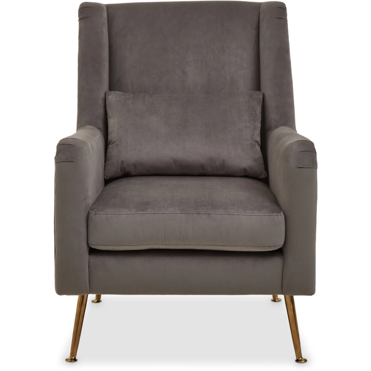 Doucet Grey Velvet Chair With Gold Finish Legs - Grey – image 2