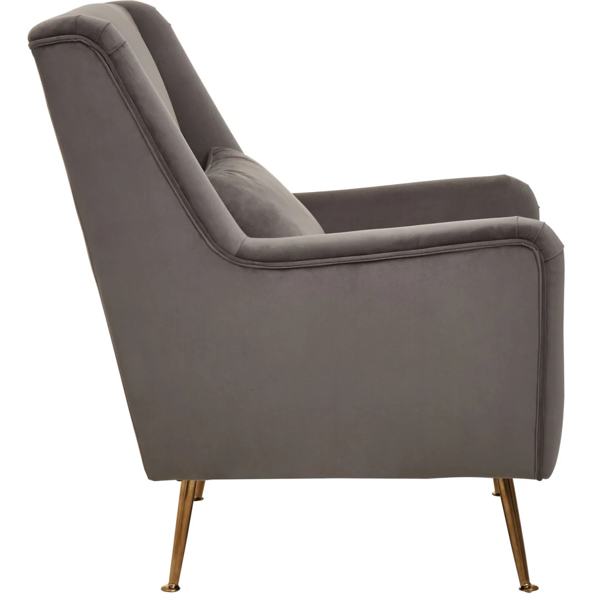 Doucet Grey Velvet Chair With Gold Finish Legs - Grey – image 3