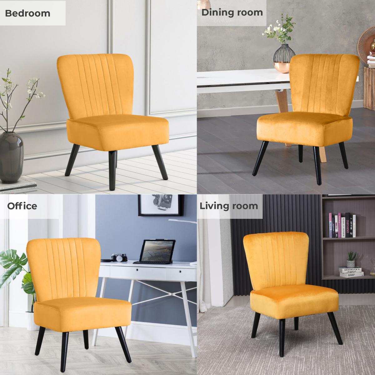 Neo Crushed Velvet Shell Accent Chair - MUSTARD – image 3