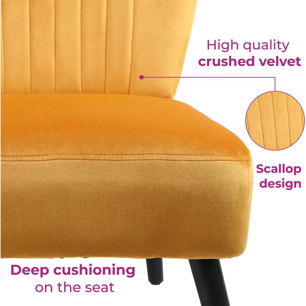 Neo Crushed Velvet Shell Accent Chair - MUSTARD – image 4