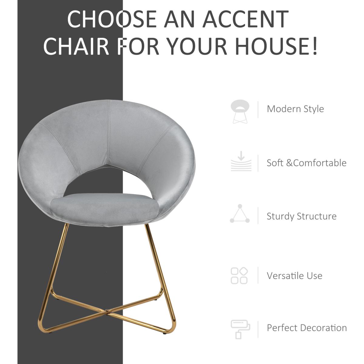Modern Accent Upholstered Armchair  - Grey – image 4