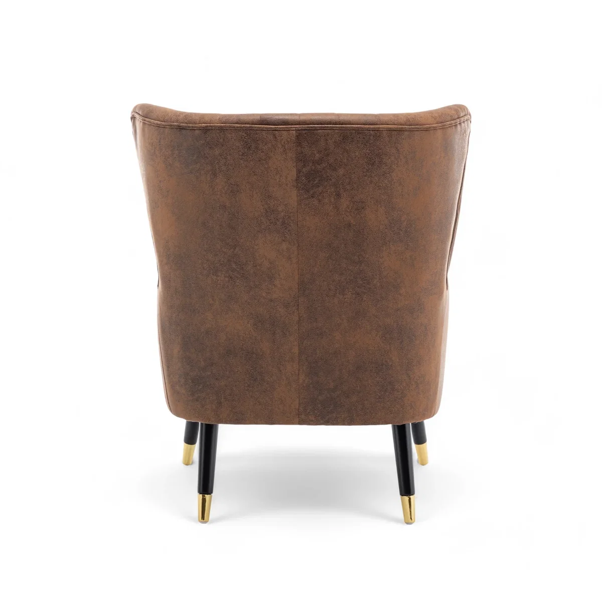 Faux Leather Suede Brown Camila Accent Chair with Footstool - Brown – image 4