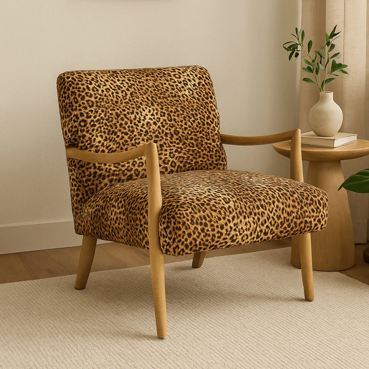 Cefena Leopard Print Chair - Brown – image 1