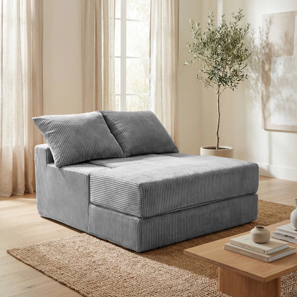 Convertible Sleeper Chair with Pillows - Grey – image 5