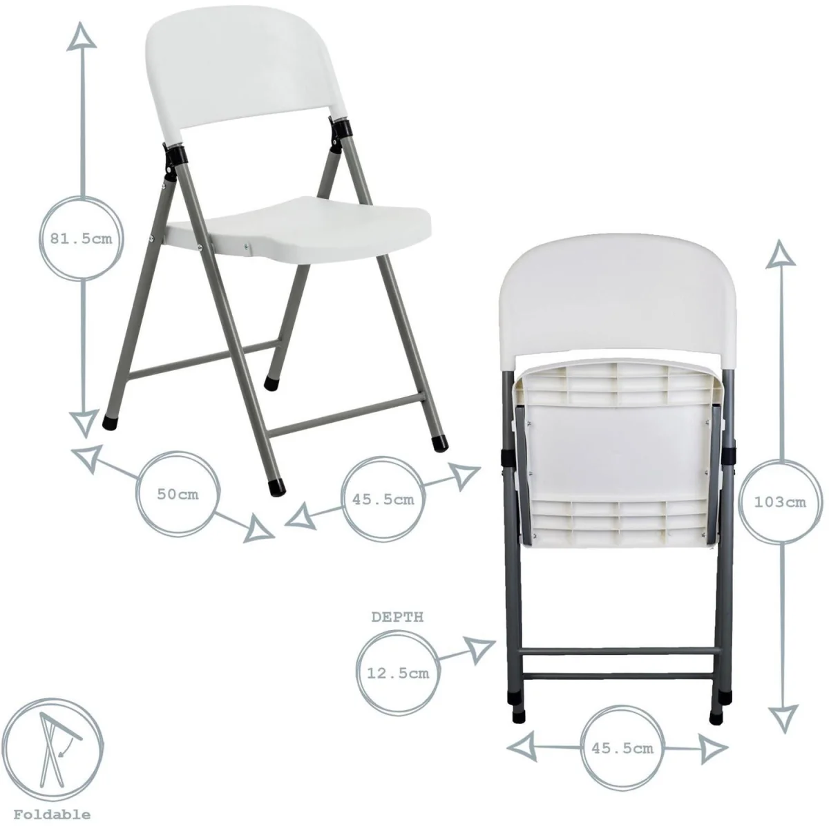 Folding Trestle Chair - White - White – image 2