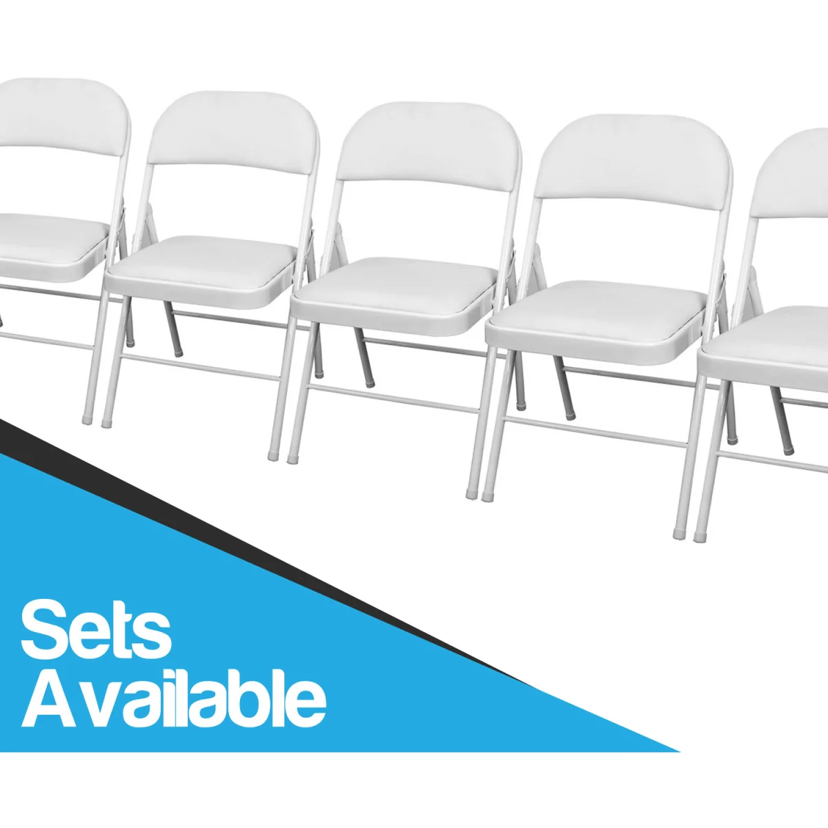 TekBox White Folding Faux Leather Chairs - Set of 5 - White – image 4