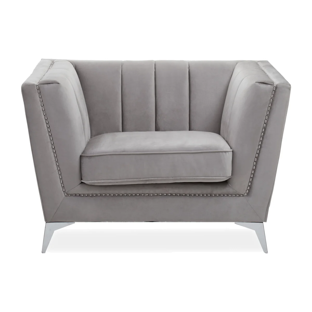 Hansa Grey Velvet Chair - Grey – image 1