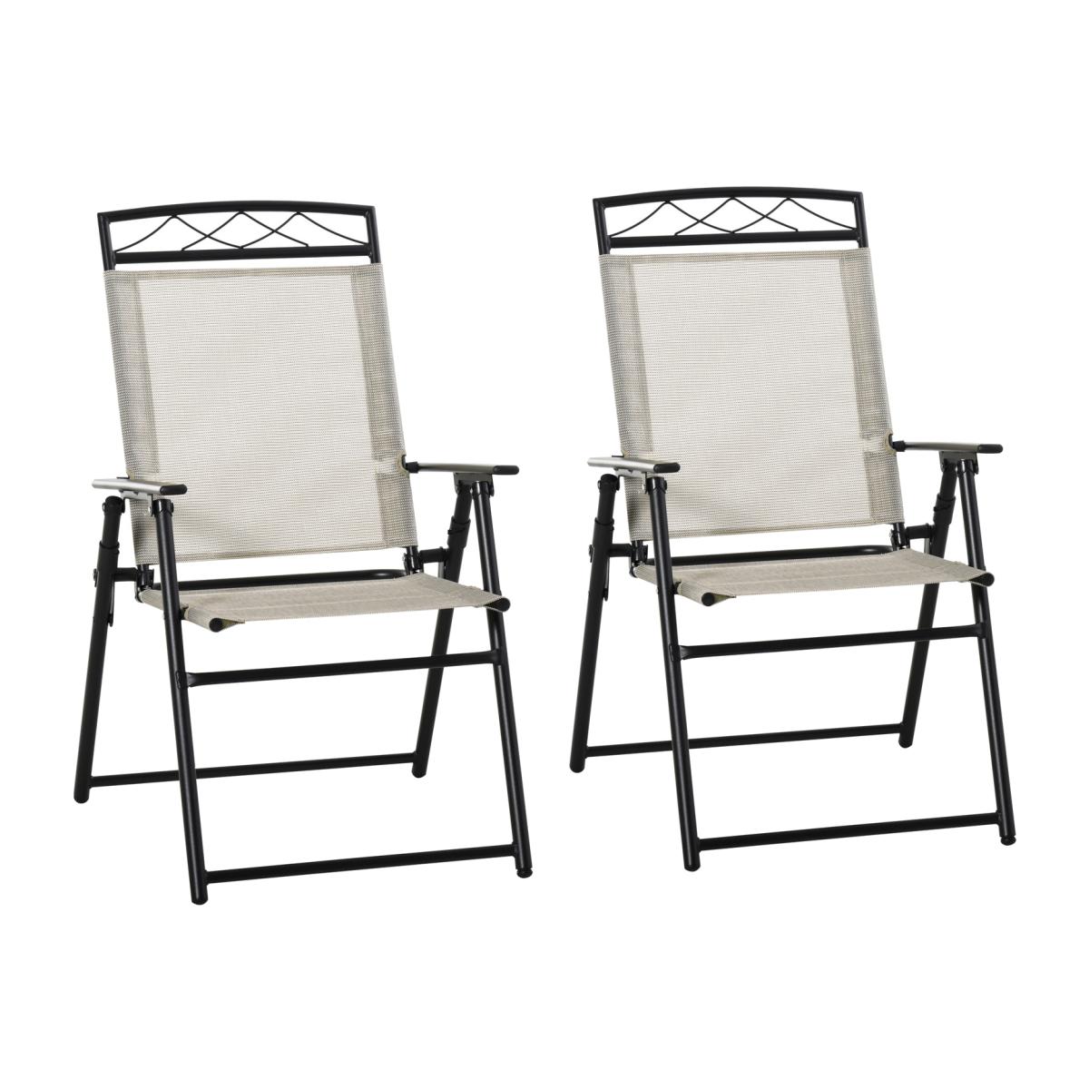 Outsunny Set of 2 Foldable Design Chairs with Texteline Fabric - Beige