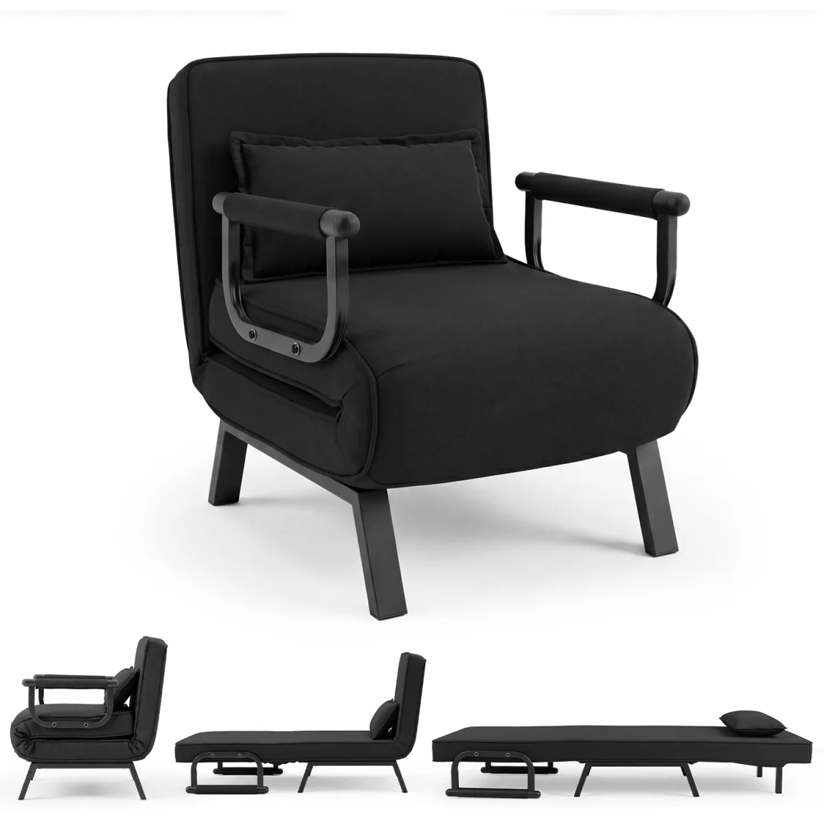 Convertible Sleeper Chair - Black – image 2