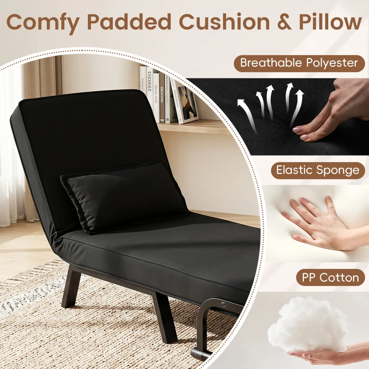 Convertible Sleeper Chair - Black – image 7
