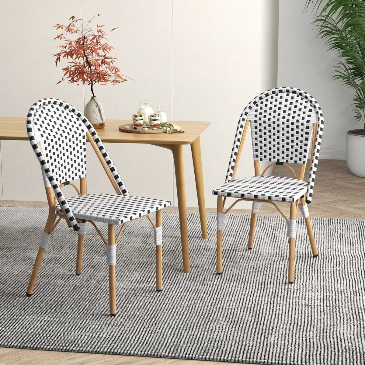 Costway Set of 2 Armless Bistro Chair - White – image 3