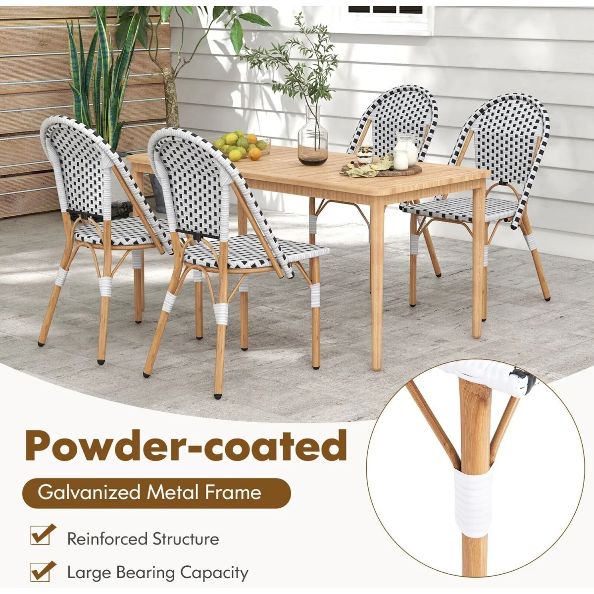Costway Set of 2 Armless Bistro Chair - White – image 5