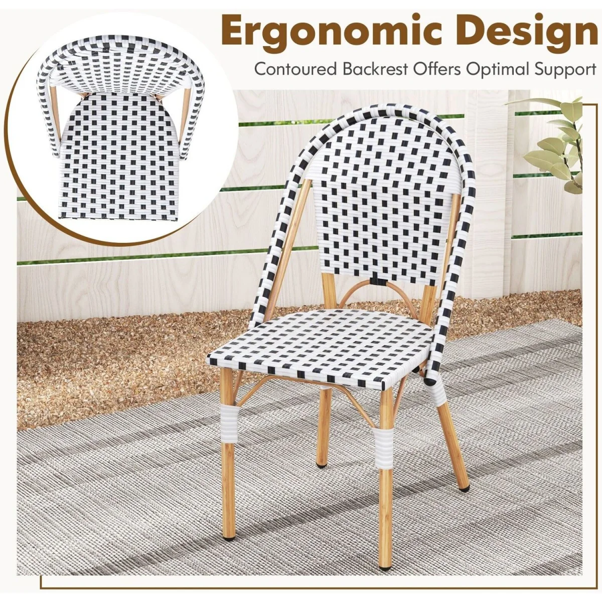 Costway Set of 2 Armless Bistro Chair - White – image 6