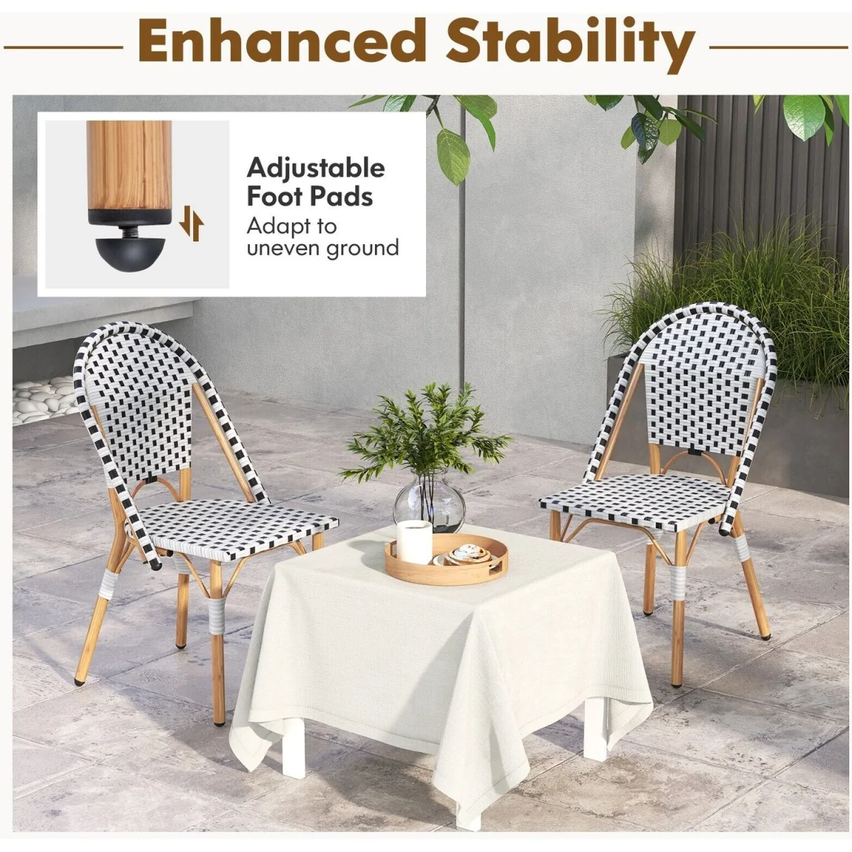 Costway Set of 2 Armless Bistro Chair - White – image 7