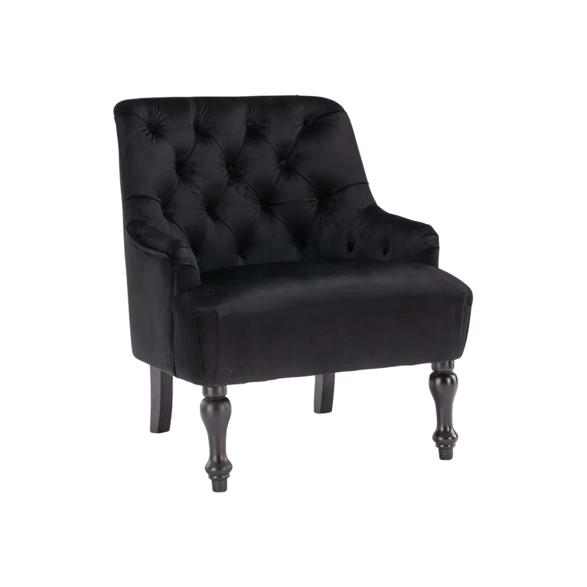 Velvet Black Armina Accent Chair - Black
