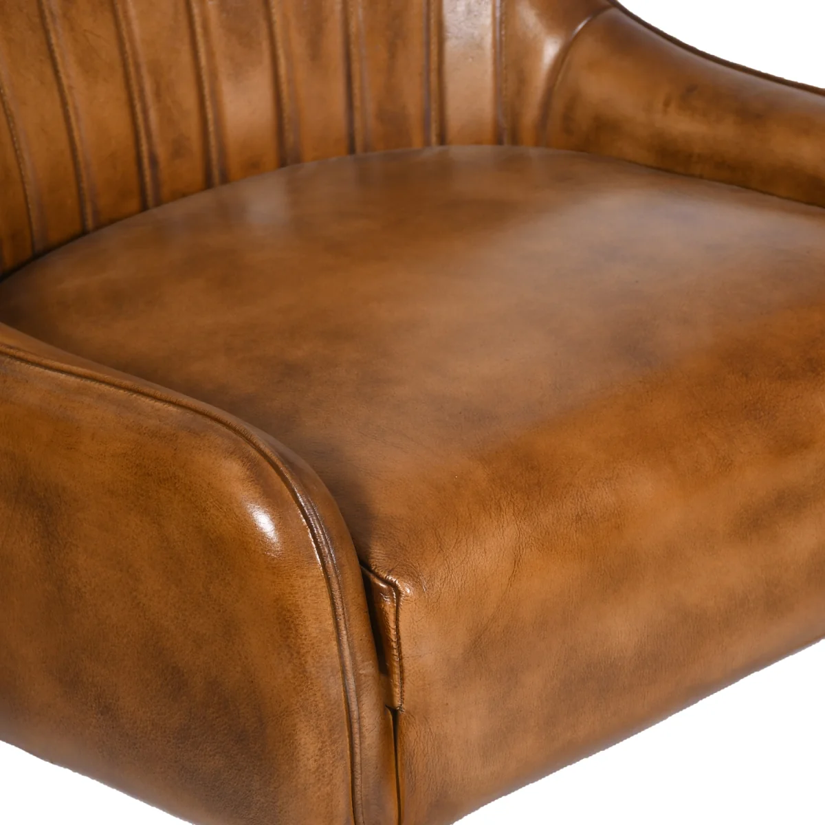 Tan Brown Genuine Real Hide Leather Accent Arm Chair - Brown – image 2