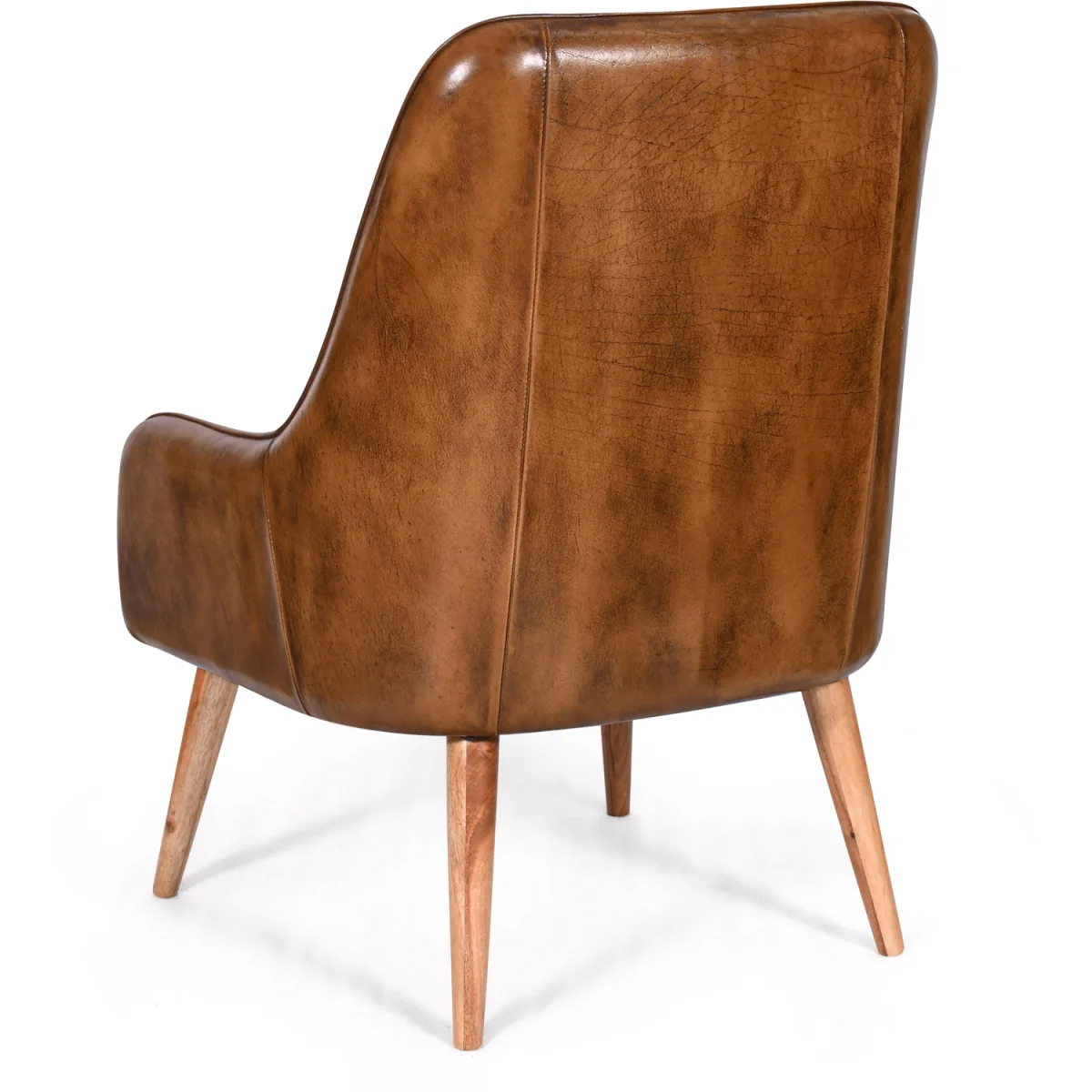 Tan Brown Genuine Real Hide Leather Accent Arm Chair - Brown – image 4