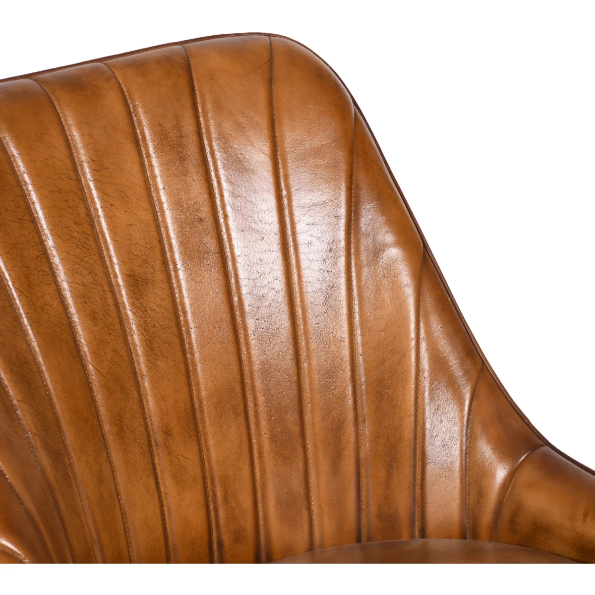 Tan Brown Genuine Real Hide Leather Accent Arm Chair - Brown – image 5