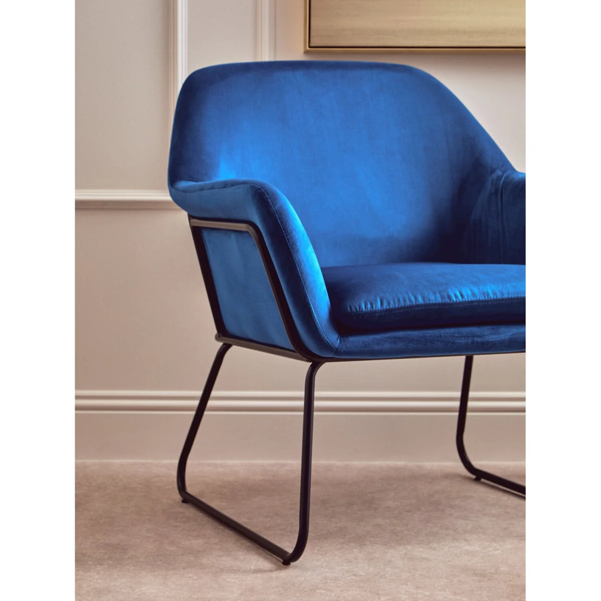 Xander Midnight Blue Velvet and Black Frame Accent Chair - Blue – image 3