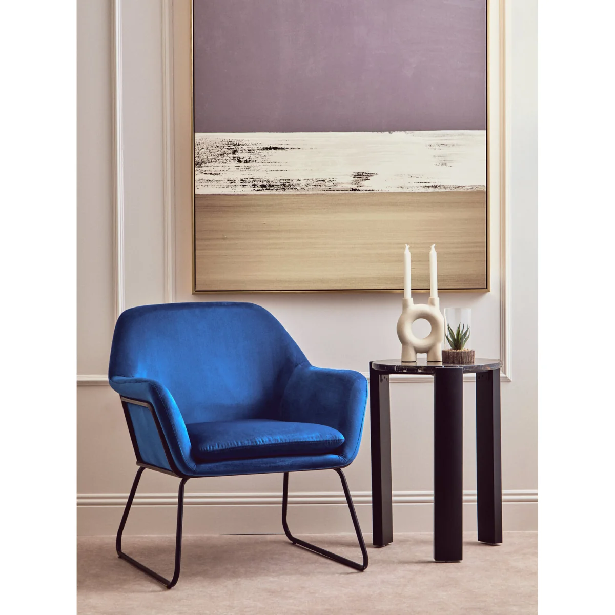 Xander Midnight Blue Velvet and Black Frame Accent Chair - Blue – image 4