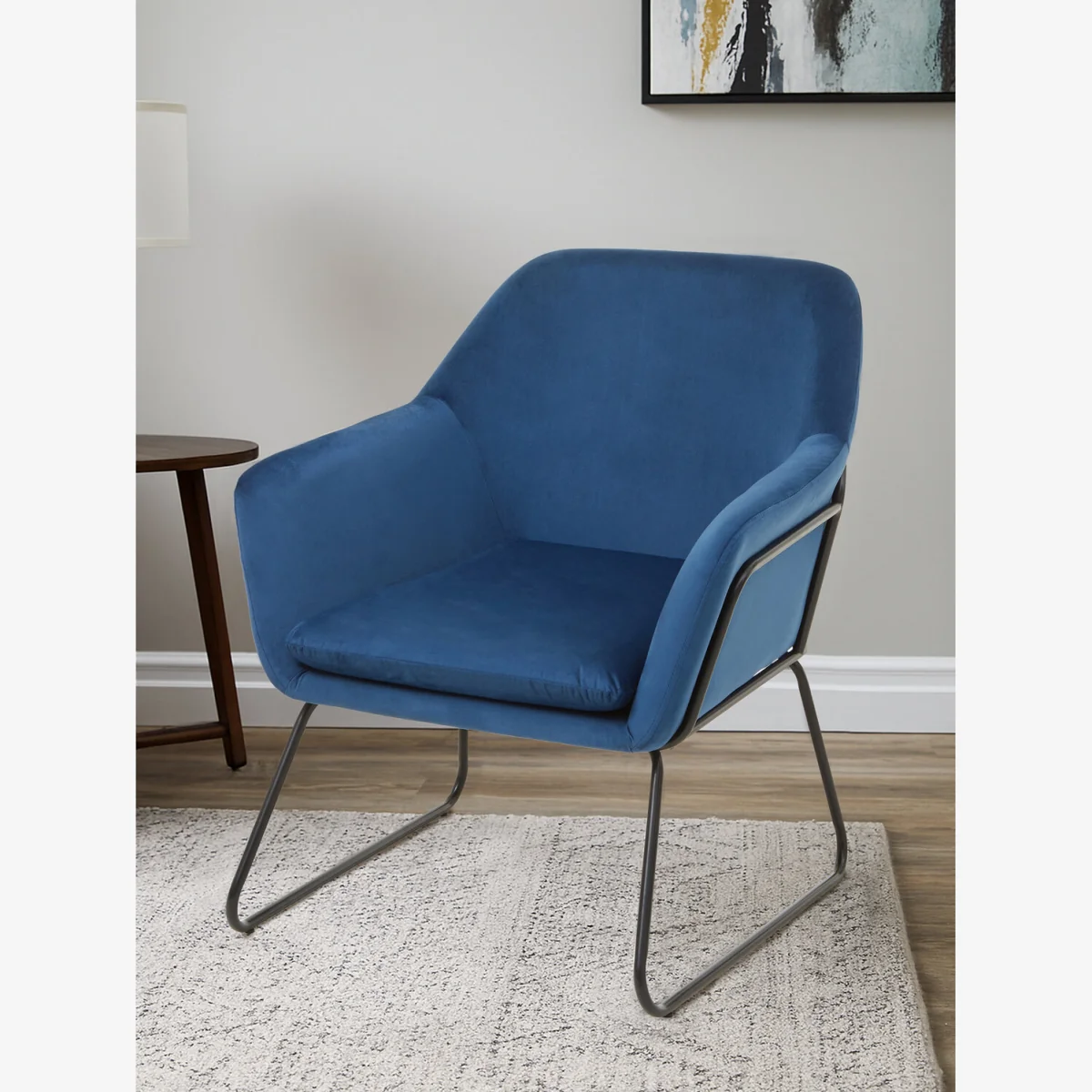 Xander Midnight Blue Velvet and Black Frame Accent Chair - Blue – image 1