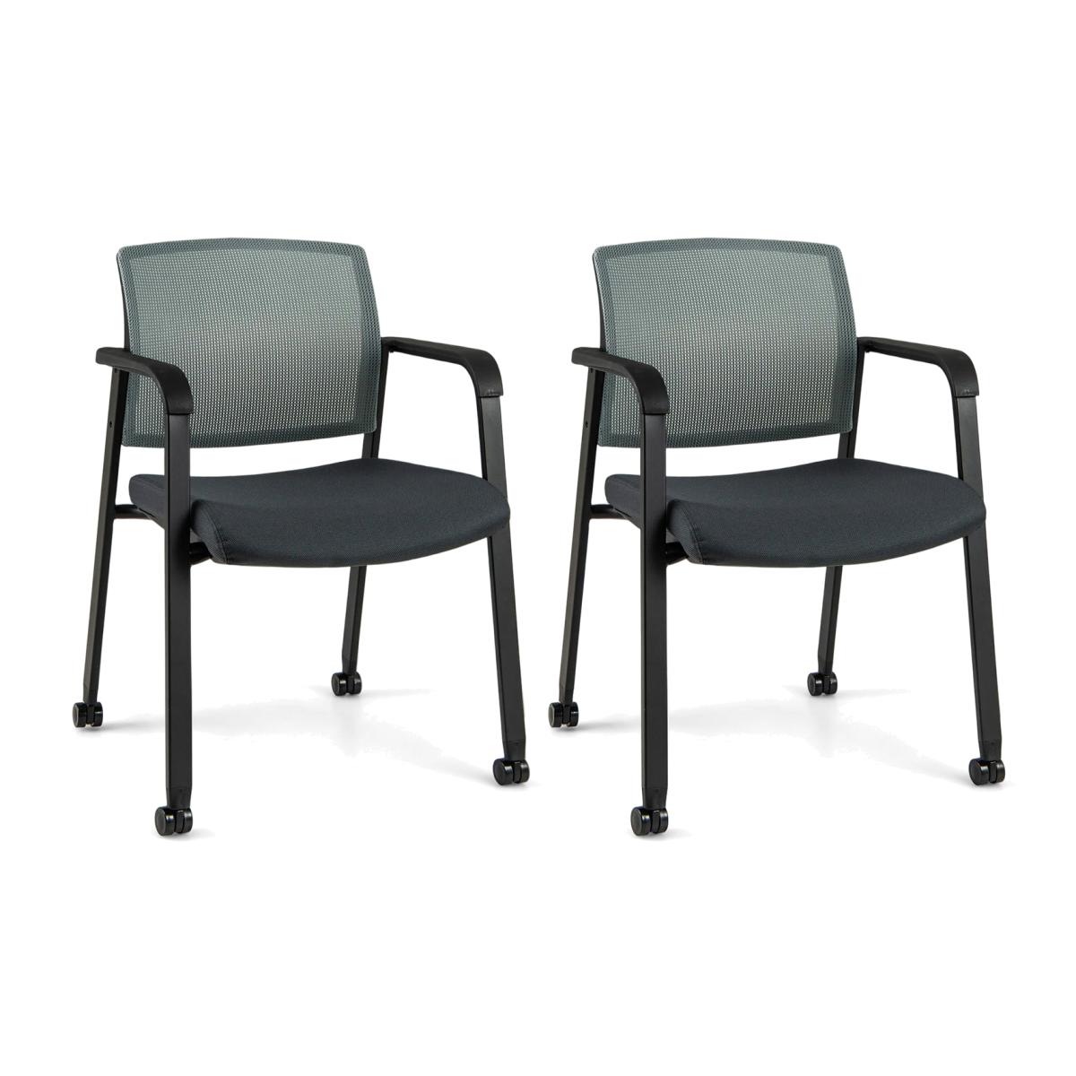Set of 2 Conference Chairs Stackable Reception Chairs - Grey