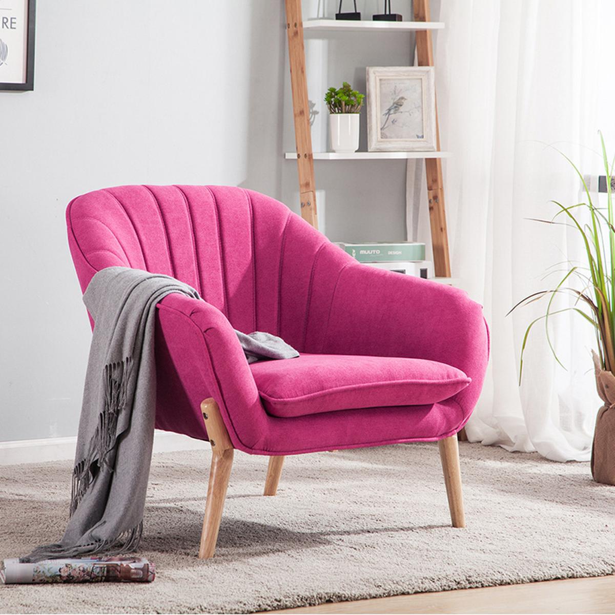 Modern Velour Double Accent Armchair - Rose Red – image 4