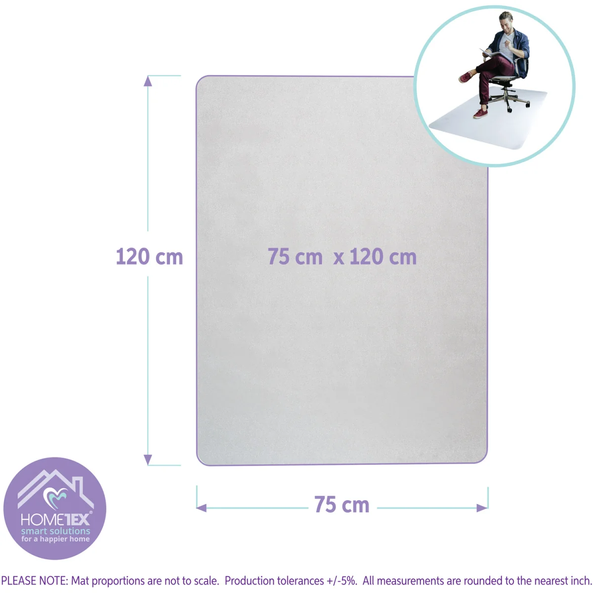 Hometex Solutions Shipped Flat PVC Chair Mat for Low Pile Carpets - Clear / 75 x 120cm – image 4